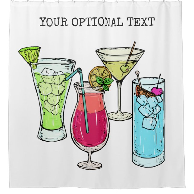 Para Box Cortina de chá de texto personalizado dos Cocktail (Frente)