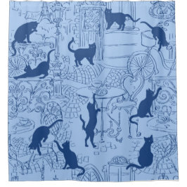 Para Box Cortina de Chá do Café de Paris Marinho Azul