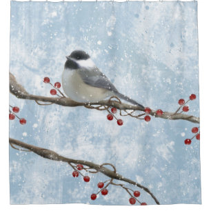 Para Box Cortina de chá do Chickadee do inverno