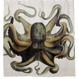 Para Box Cortina de chá do impressão do polvo do vintage