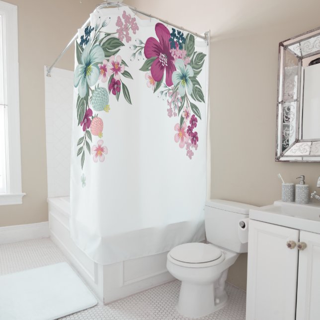Para Box Cortina de chá Flor Tropical em Branco (In Situ)