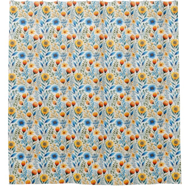 Para Box Cortina de Chá Floral Laranja e Azul (Frente)