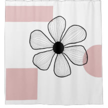 Cortina de chá floral minimalista rosa