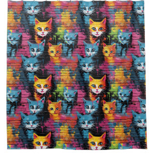 Para Box Cortina de Chá Padrão de Cats de Grafite Brilhante