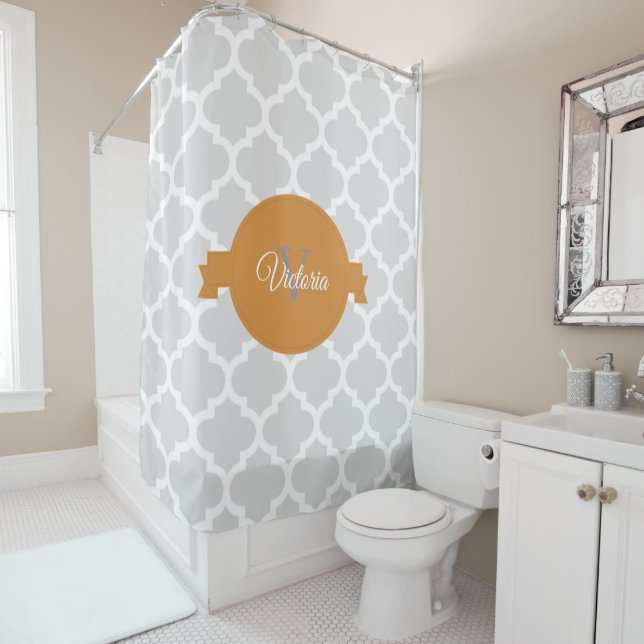 Para Box Cortina de Chá Personalizada do Laranja Quatrefoil (In Situ)
