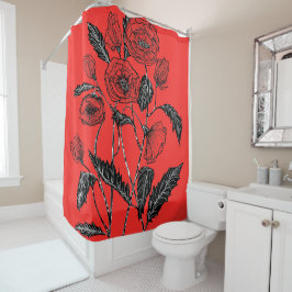 Para Box Cortina de Chá Vermelho com Poppies Escolher Cores