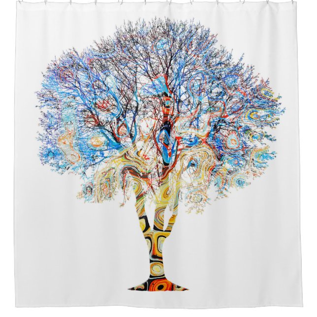 Para Box Cortina de chuveiro Blue Tree Design 199 (Frente)