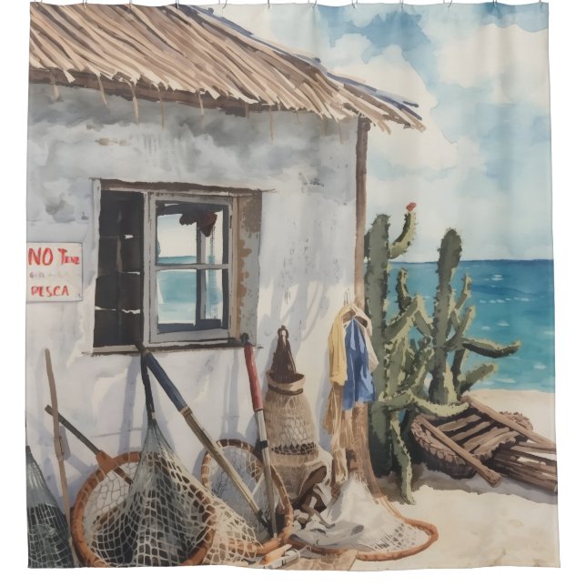 Para Box cortina de chuveiro Bonaire fish shack (Frente)