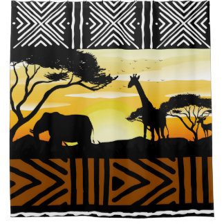 Para Box Cortina de Chuveiro Cena de Safari Africano