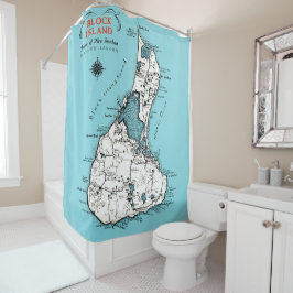 Para Box Cortina de chuveiro com mapa da Ilha Block RI