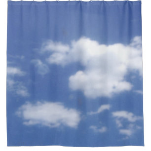 Para Box cortina de chuveiro com nuvens no céu azul