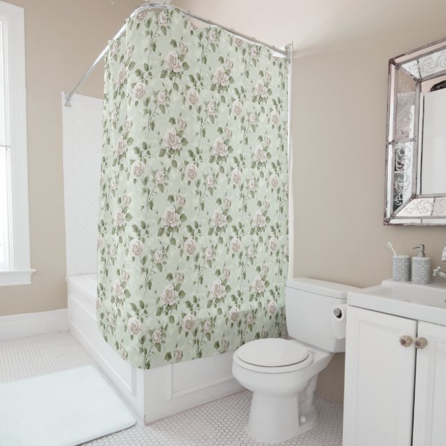 Para Box Cortina de chuveiro com padrão floral estilo vinta (In Situ)