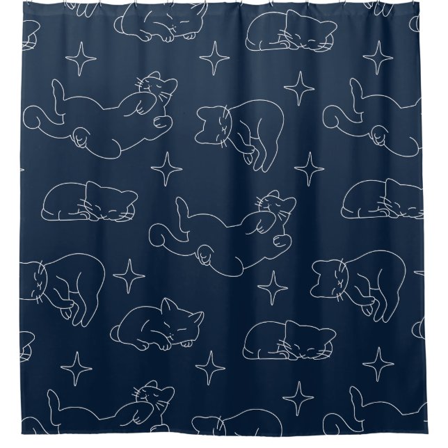 Para Box Cortina de Chuveiro de Gato Sonolento – Padrão de  (Frente)