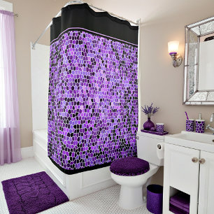 Para Box Cortina de chuveiro de vidro manchado roxo