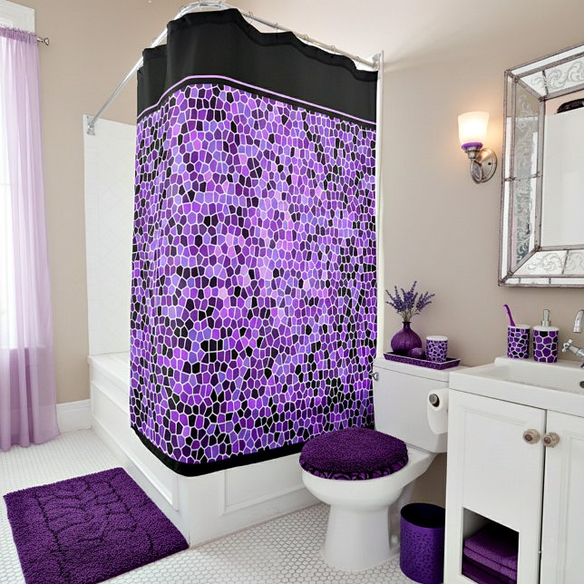 Para Box Cortina de chuveiro de vidro manchado roxo (Criador carregado)