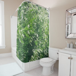 Para Box Cortina de chuveiro floral branca