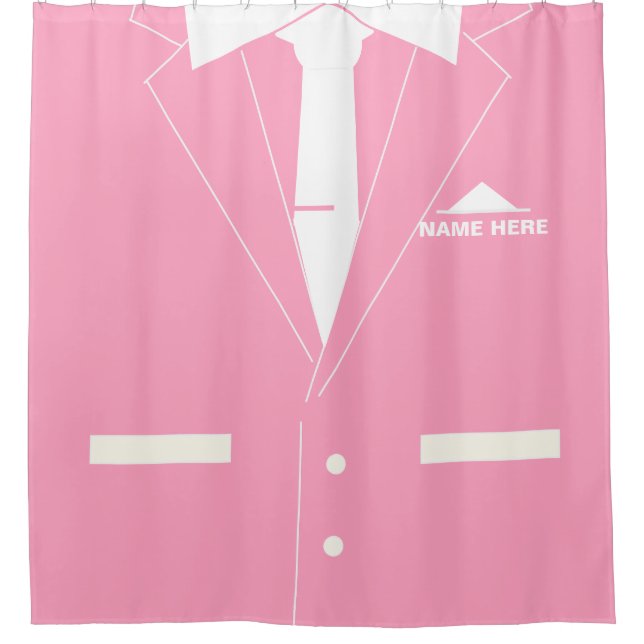Para Box Cortina de Chuveiro Rosa Terno Empresarial com Nom (Frente)