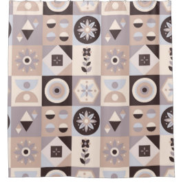 Para Box Cortina de chuveiro rústica boêmia abstrata