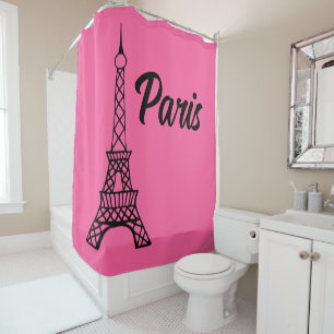 Para Box Cortina de chuveiro Torre Eiffel Paris Rosa Brilha