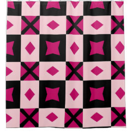 Para Box Cortina de chuveiro xadrez de três tons rosa