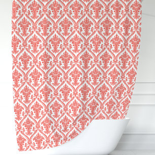 Para Box Cortina de Damasco Coral e Branco