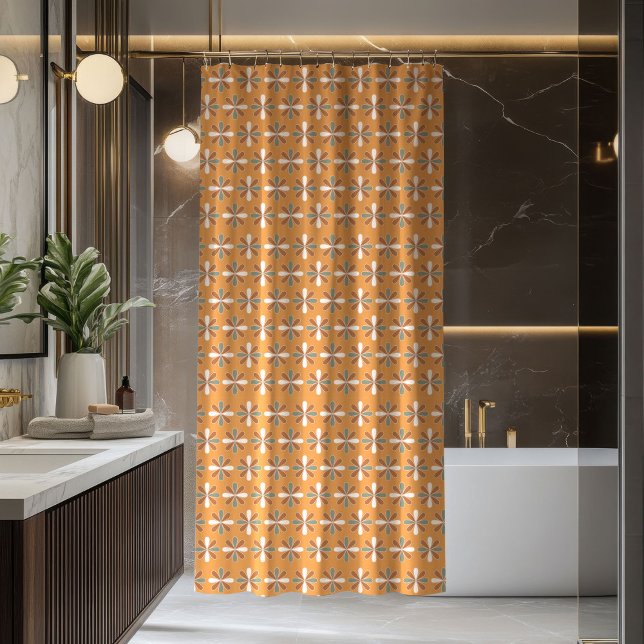 Para Box Cortina de Flores Retrô Estilo Terracota Marrom (Retro Flowers Curtain Brown Terracotta Style)