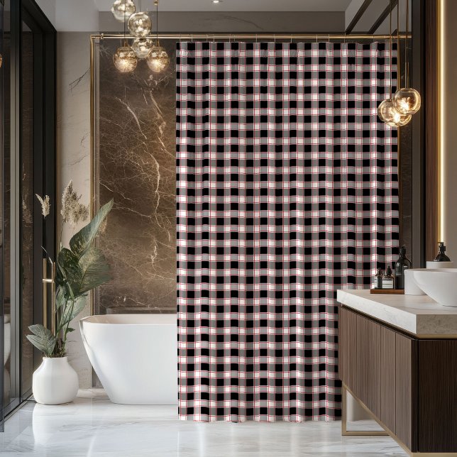 Para Box Cortina de Xadrez Vermelho e Preto Presente de Boa (Red Black Plaid Curtain Welcome Gift for Home)