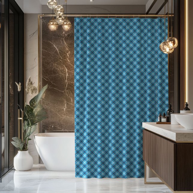 Para Box Cortina Estilo Cabine Xadrez Azul-Marinho Presente (Cabin Style Curtain Navy Tartan Gift for Him)