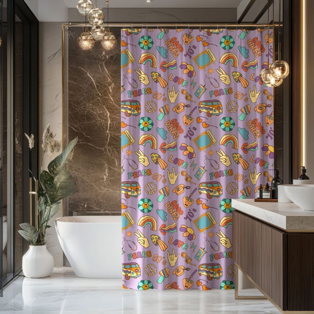 Para Box Cortina Groovy Boho Retro Pastel Banho Vibes (Boho Groovy Curtain Retro Pastel Bath Vibes)