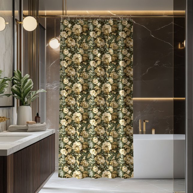 Para Box Cortina Verde Dourado Luxo Moderno Estilo Botânico (Luxury Green Gold Curtain Modern Botanical Style)
