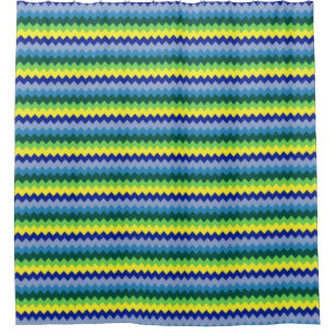 Para Box Design de Zig-zag Cortina de Chá Verde e Azul
