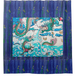 PARA BOX DRAGÃO JAPONÊS SOBRE A CORTINA AZUL CHÁ
