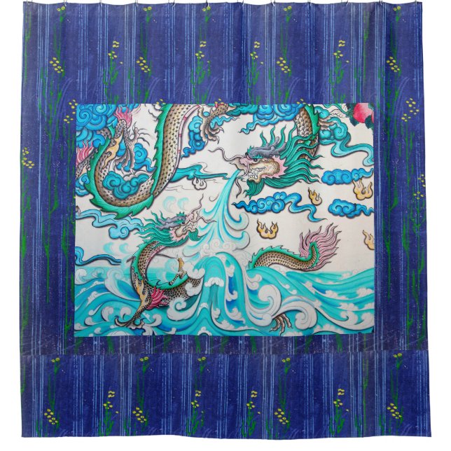 PARA BOX DRAGÃO JAPONÊS SOBRE A CORTINA AZUL CHÁ (Frente)