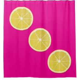 Para Box Fatias de Limão Zesty em Cortina de Banho Rosa Bri