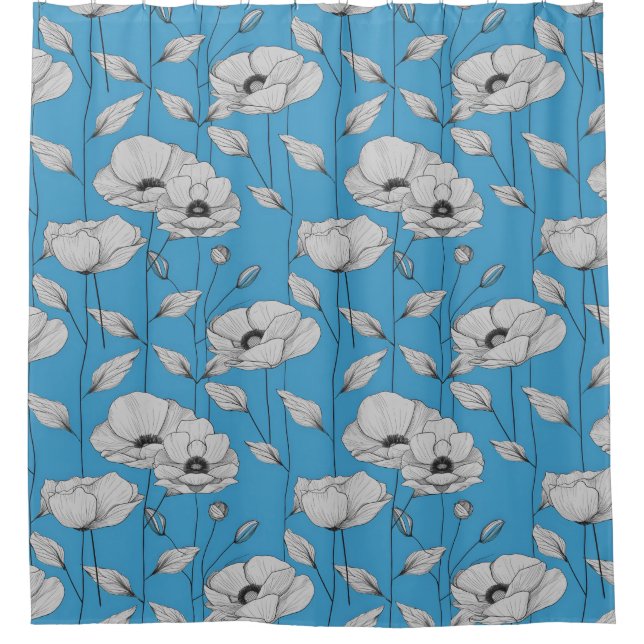 Para Box Flores brancas na cortina azul de chá (Frente)