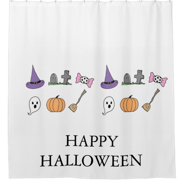 Para Box Halloween Pumpkin Spooky Cabeça Chá Cortina (Frente)