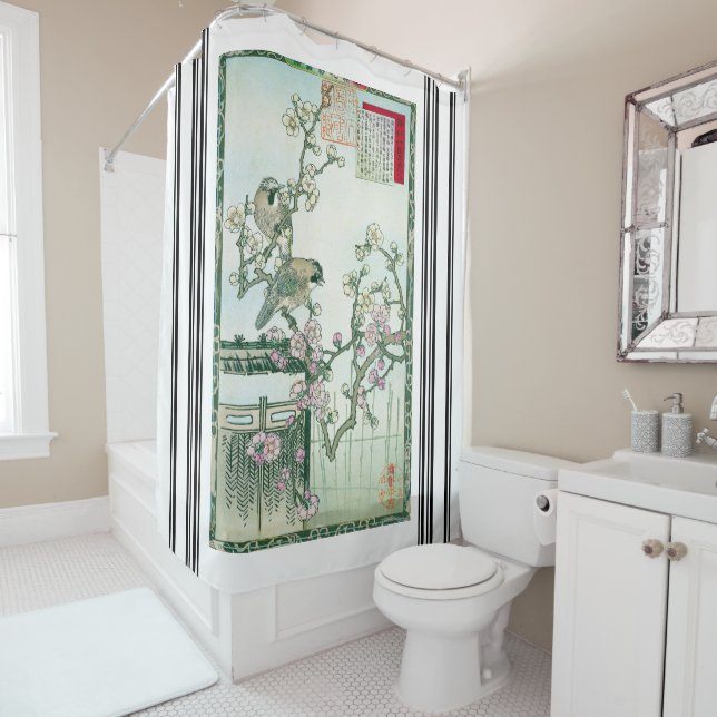 Para Box Japão Bairei Jay Birds Plum Blossom Chá Cortina (In Situ)