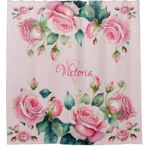 Para Box Jardim de Rosas Caprichoso: Cortina de Banho Rosa