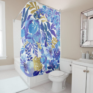 Para Box Linda Cortina de Chá Floral de Cor Azul