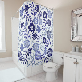 Para Box Padrão azul e branco Cortina de Chá Floral
