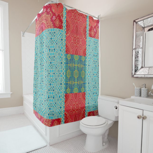 Para Box Padrão de Turquesa Vermelha Oriental - Cortina Chá (In Situ)