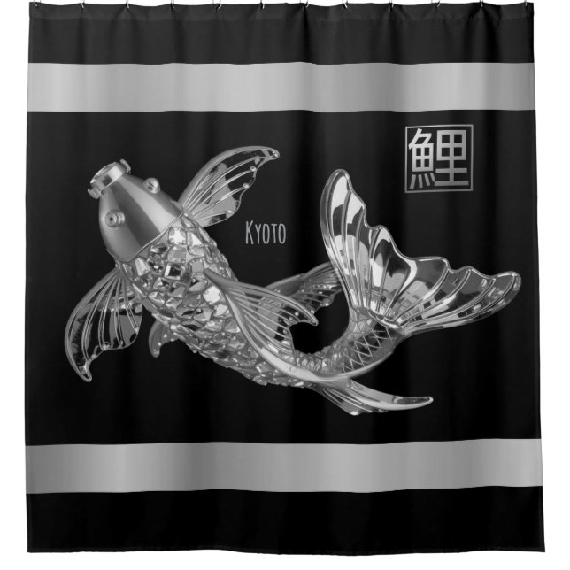 Para Box Peixes Koi - Peixes de Vidro Prateado - Cortina Ch (Frente)