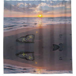 Para Box Romance Sunset Beach Heart Monogramas Cortina de C