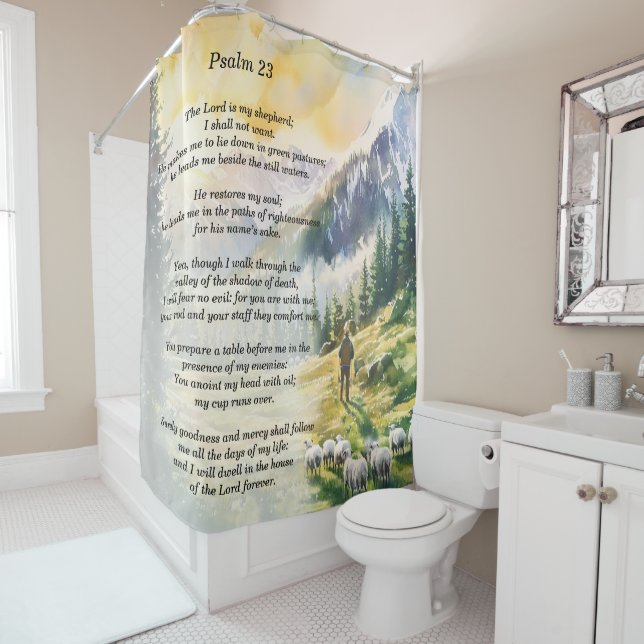 Para Box Salmo 23 - cortina de chuveiro com escritura (In Situ)