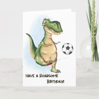 Para Boy Cute T-Rex e Cartão de Aniversário de Fut