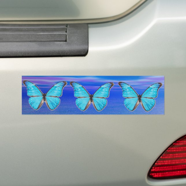 Para Carro Adesivo azul de borboletas (No carro)