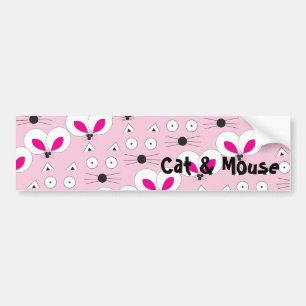 Para Carro Adesivo de Mouse e Gato Rosa
