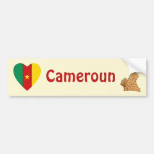 Para Carro Cameroon Bandeira Coração + Mapa Adesivo de Para-c