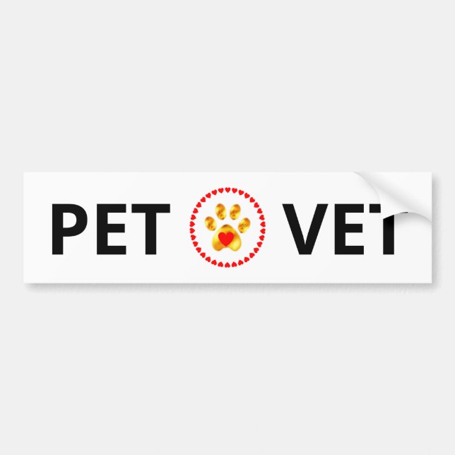 Para Carro Pet Vet & ouro com adesivo para-choques (Frente)