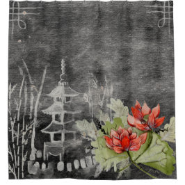 Para Chuveiro Bonito cortina de    flores da Ásia